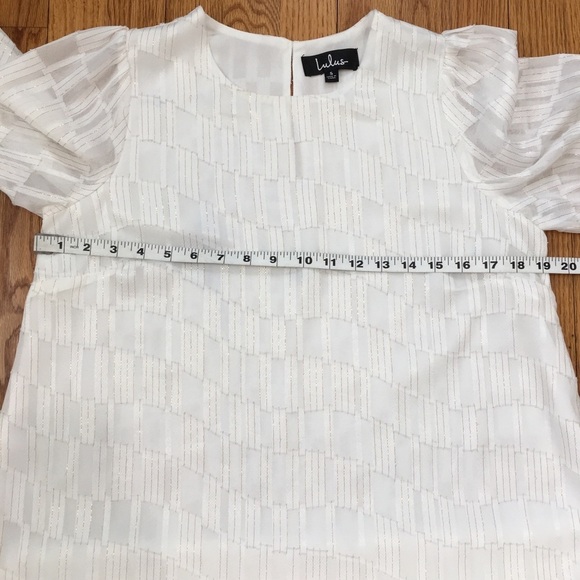 Lulus Check Up On It White and Gold Short Sleeve Mini Shift Dress - Picture 11 of 16